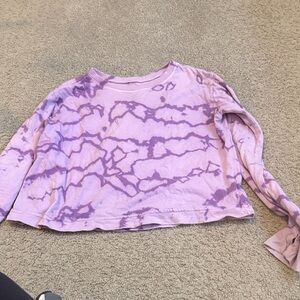 Purple Tie-Dye Long Sleeve Shirt Zella size large L 10/12 girl crop shirt